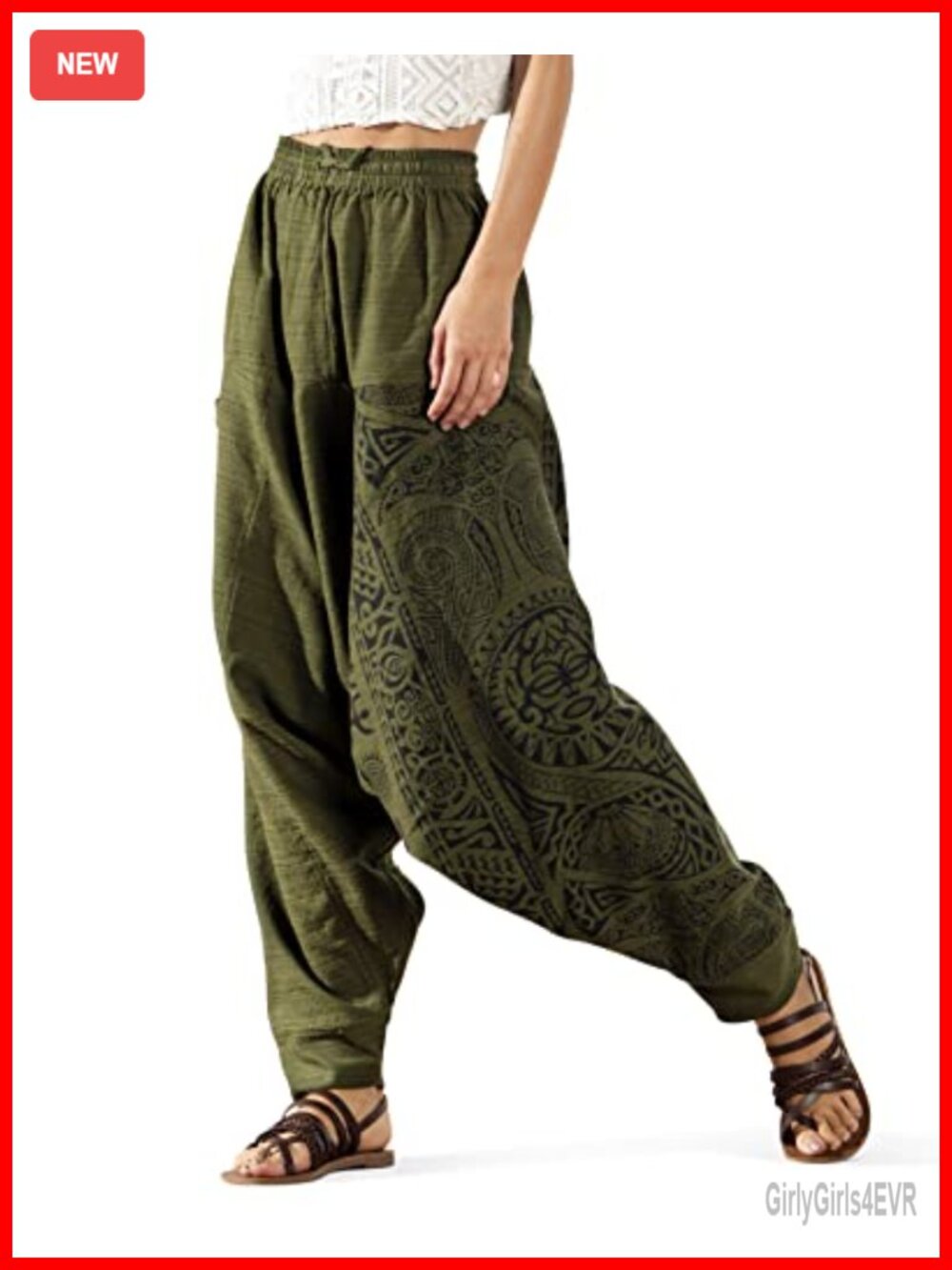 100% Cotton Harem Pants Boho Yoga Baggy Lounge Elastic Waist